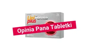 Opakowanie suplementu diety LipiForma Plus, zawierające monakolinę K. Uważany za najmniej szkodliwy lek na cholesterol.