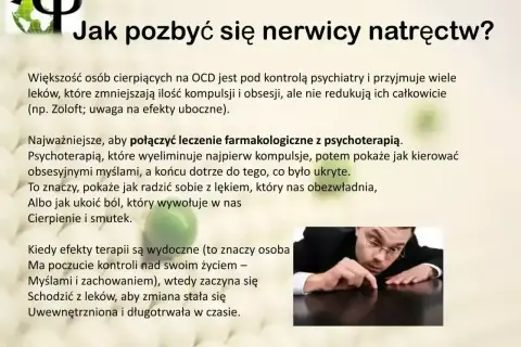 Lek egzysta na nerwicę natręctw: połączenie farmakoterapii i psychoterapii. Człowiek pochyla się nad stołem, jakby szukał odpowiedzi.