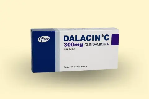 Opakowanie Dalacin C 300mg z logo Pfizer. Pytanie o to, dalacin c po ilu dniach działa, jest kluczowe dla pacjentów.