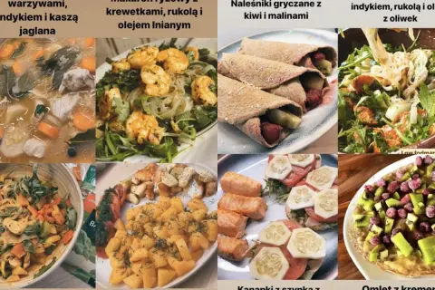 Przykłady dań na dieta fodmap: zupa miso, makaron ryżowy z krewetkami, naleśniki gryczane, omlet z kiwi.