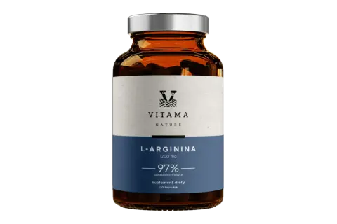 Butelka suplementu diety L-Arginina 1200 mg. Dowiedz się, arginina co to za aminokwas i jakie ma właściwości.