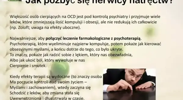 Lek egzysta na nerwicę natręctw: połączenie farmakoterapii i psychoterapii. Człowiek pochyla się nad stołem, jakby szukał odpowiedzi.