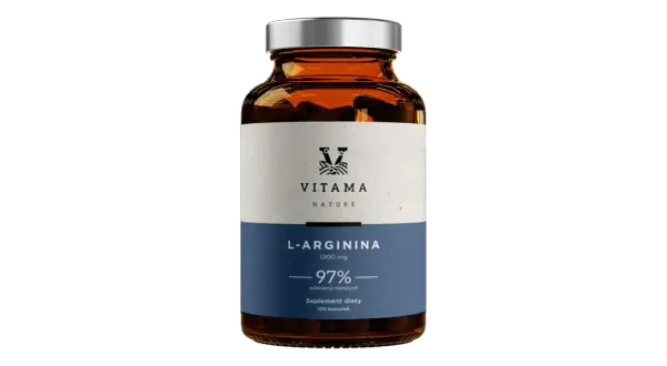 Butelka suplementu diety L-Arginina 1200 mg. Dowiedz się, arginina co to za aminokwas i jakie ma właściwości.