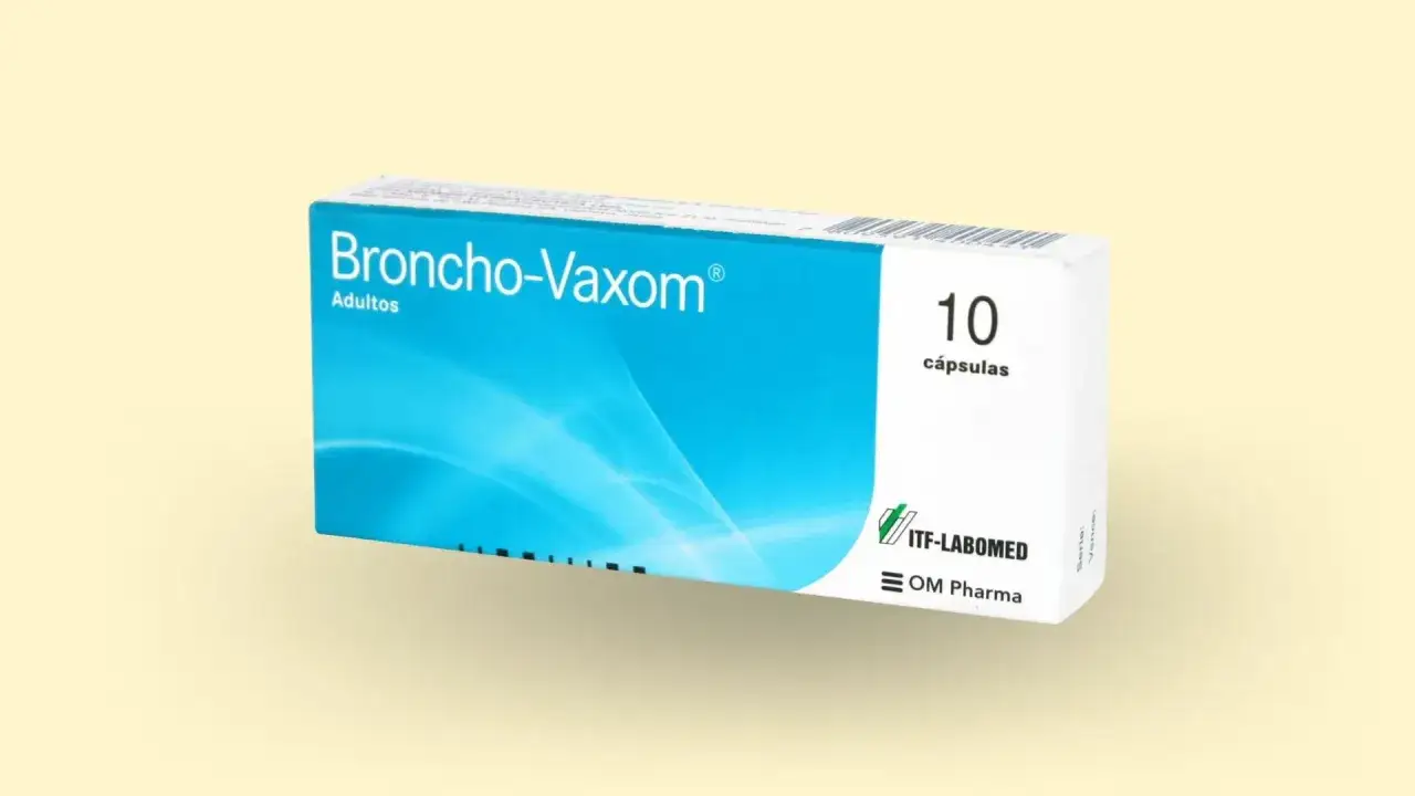 Opakowanie Broncho-Vaxom dla dorosłych, 10 kapsułek. Warto sprawdzić, czy nie występują broncho vaxom skutki uboczne.