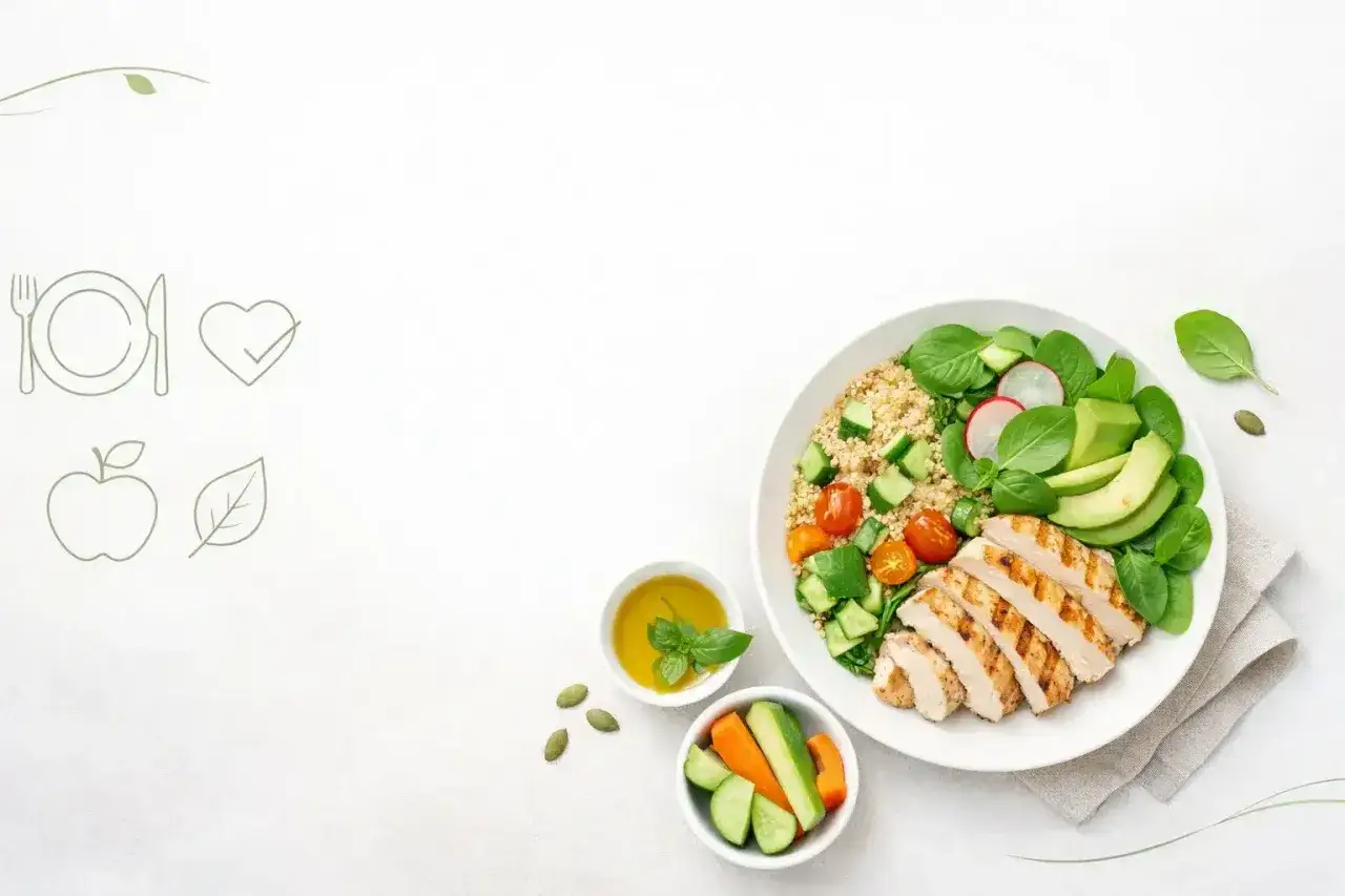 Zdrowa dieta z kurczakiem i warzywami. Czy przy cukrzycy się chudnie? Tak, zdrowa dieta może pomóc w utracie wagi.