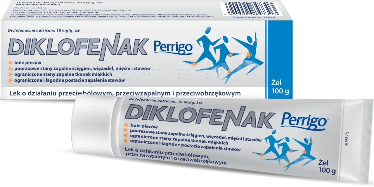 Diklofenak Perrigo żel na bóle pleców, pourazowe stany zapalne ścięgien, mięśni i stawów. Działa przeciwbólowo i przeciwzapalnie.
